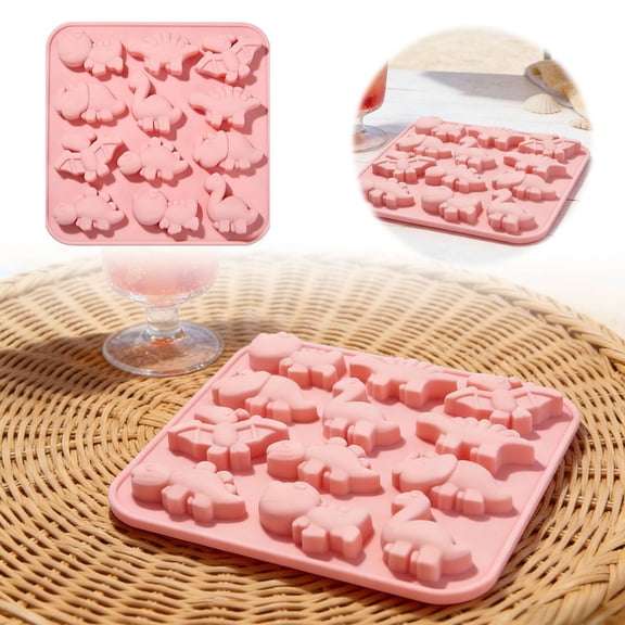 Dinosaur Shape Silicone Ice Cube Tray – Fun Dino Mold for Ice, Chocolate & Candy, Flexible Freezer Accessory (Pink)