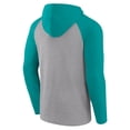 thumbnail image 3 of Men's Fanatics Gray/Aqua Miami Dolphins Under Center Long Sleeve Hoodie T-Shirt, 3 of 3