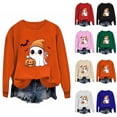 thumbnail image 5 of nerohusy Halloween Sweatshirt for Women Cute Spooky Season Sweatshirts Graphic Pumpkin Ghost Bats Sweater Plus Size Outfit 2025 White,S, 5 of 5