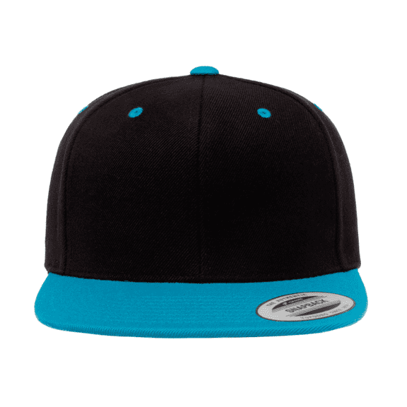 Black with Neon Blue Brim Yupoong Flexfit Classic Snapback Hat