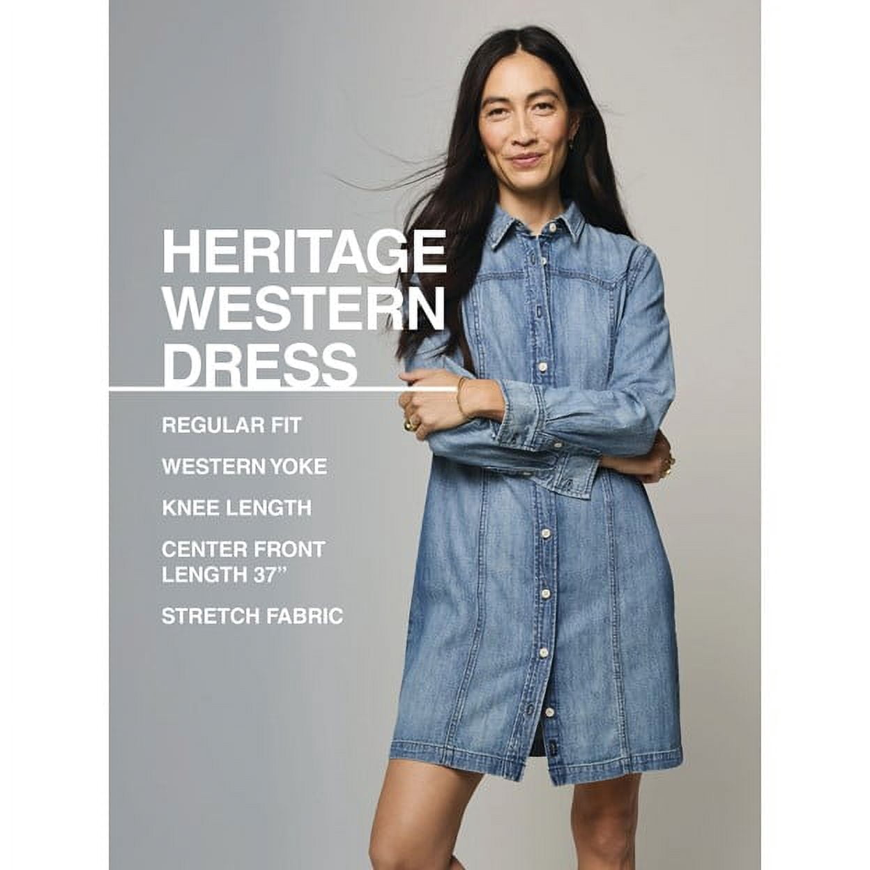 Lee Women's and Women's Plus Heritage Western Denim Dress, Sizes XS-4X
