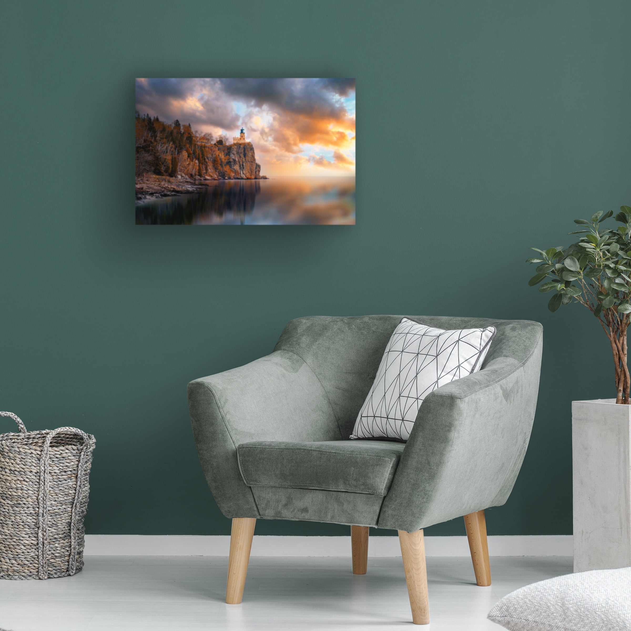 Like He 'A Cloudy Day At Split Rock Lighthouse' Canvas Art