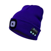 2021 Newest Winter Beanie Hat Wireless Smart Cap Headphone With LED Light Music Headset blue
