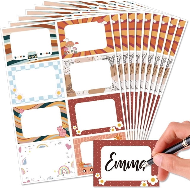80Pcs/10 Sheets Name Tags Stickers 3.3x2.4 Inch Self Adhesive Name Tags Blank Name Labels Writable Adhesive Name Label Sticky Name Tags for Classroom Office Bulletin Board Decoration