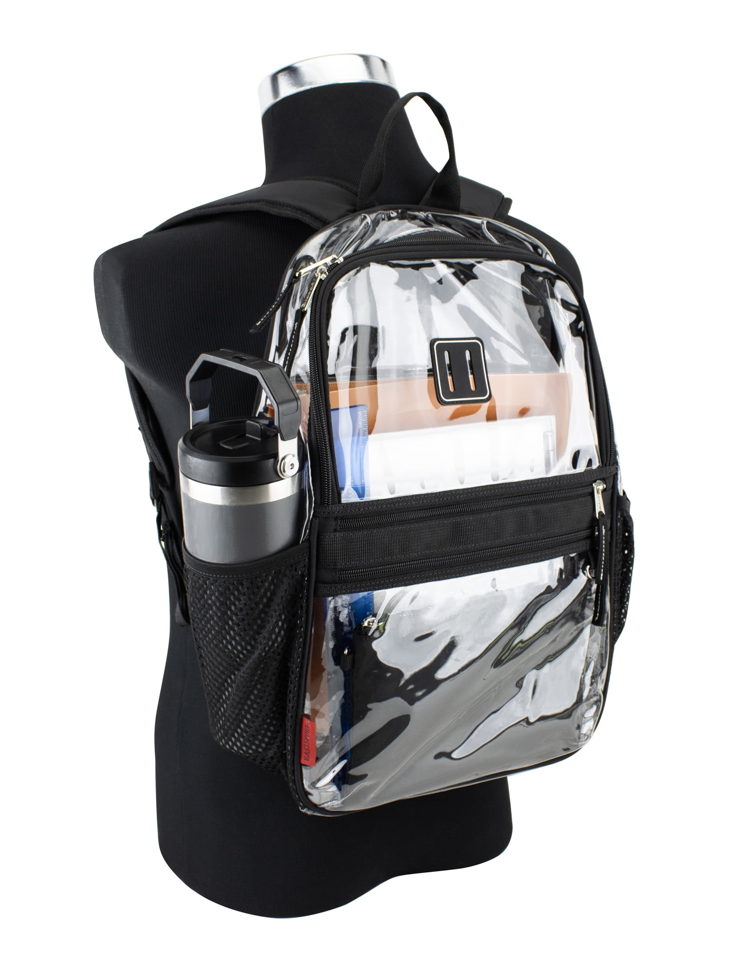 Eastsport Clara Clear Backpack Bundle w/ Zipper Pouch, Black