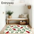 thumbnail image 3 of ODIKA 6'x9' Machine Washable Non-Slip Area Rug, Charming Finch Mistletoe Branch Tree Protector Holiday Accent High Traffic Rug, Red, 740969, 3 of 7