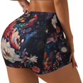 thumbnail image 2 of Kdxio Colorful Flower Peacock Print Workout Shorts for Women Seamless Soft Smooth Gym Yoga Scrunch Active Shorts, 2 of 5