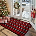 thumbnail image 2 of RUG ROBOT Buffalo Plaid Area Rug 27.5"x43", Washable Christmas Door Mat Indoor Outdoor Entrance Rug, Checkered Layering Rug for Kitchen Home Decor, Reversible Front Porch Rug, Red and Black/White, 2 of 9