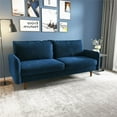 thumbnail image 4 of Enor Furniture Anacapa 70" Round Arm Upholstered Velvet Sofa in Blue, 4 of 15