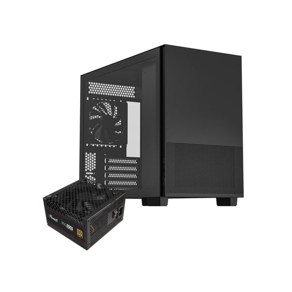 Rosewill Micro ATX Mini Tower PC Case with Pre-Installed 80 Gold 650W ATX 3.1 Power Supply | Temper Glass Side Panel | 360mm Radiator Support | 1 x USB 3.0 | 1 x USB Type-C | 1 x 120mm PWM Rear Fan