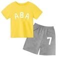thumbnail image 3 of Ropa de bebé con estampado de letras para niños y adolescentes, conjunto de camiseta y pantalones cortos de verano de 2 piezas, conjunto informal de manga corta para niños y niñas, 3 of 5