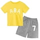 thumbnail image 3 of Ropa de bebé con estampado de letras para niños y adolescentes, conjunto de camiseta y pantalones cortos de verano de 2 piezas, conjunto informal de manga corta para niños y niñas, 3 of 5