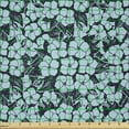 thumbnail image 2 of Ambesonne Floral Fabric by the Yard Microfiber, Top View Hydrangea Flowers, 1 Yard, Night Blue Cadet Blue, 2 of 2
