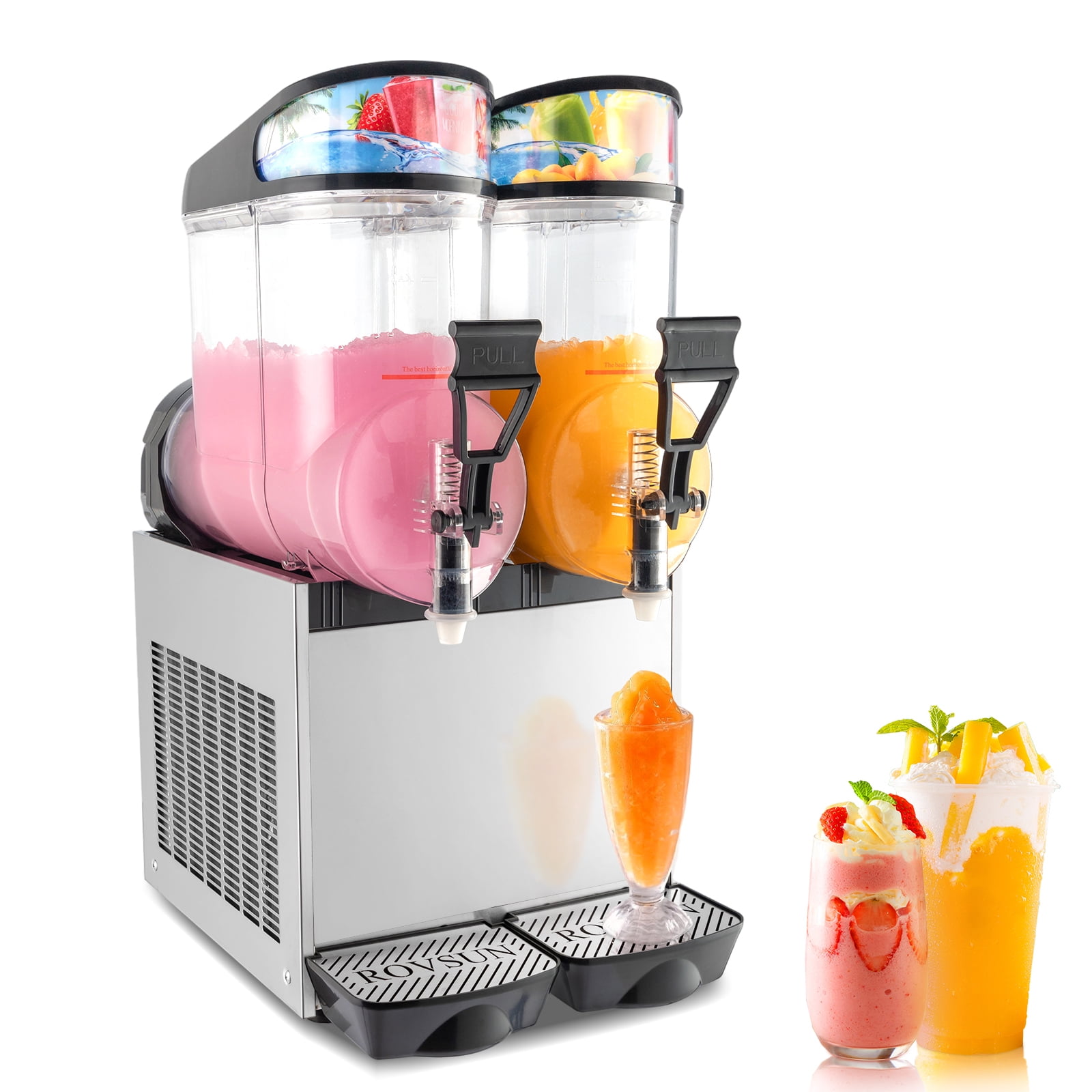RovSun Slushie Machine 8 Gal 2-Tank Commercial Frozen Drink Maker 2 Count