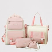 4-Piece Backpack Set for Students - Large Capacity Canvas School Bag, Perfect Gift for College/Campus/Travel