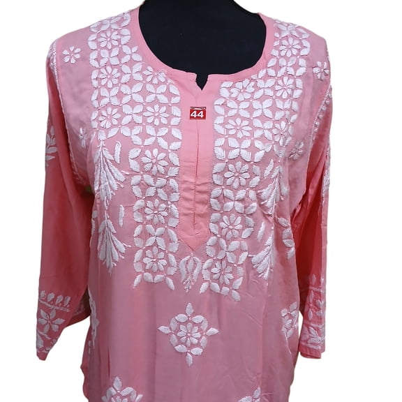 Talahi Indian Hand Embroidered Chikankari Green short Kurti- 36