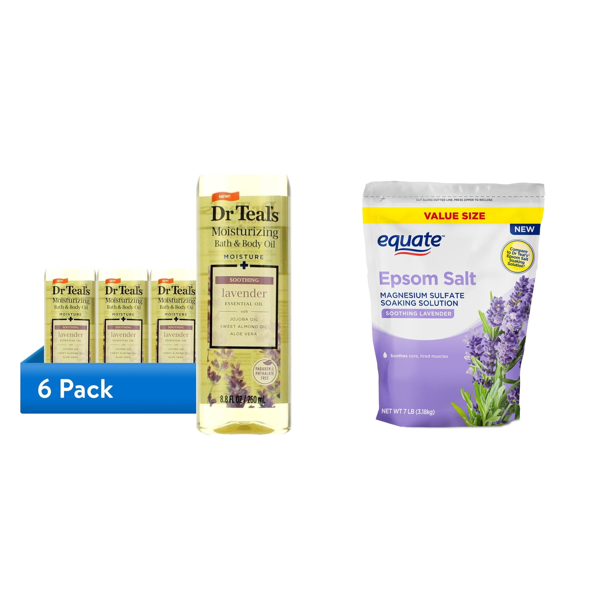 ( & Equate Epsom Salt Soaking Solution, Soothing Lavender, 7 lbs Bundle