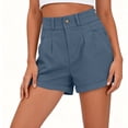 thumbnail image 6 of Horkkom Linen Shorts for Women Button Zipper Elastic Waist Shorts Summer Vacation Casual Shorts with Pockets XL, 6 of 8