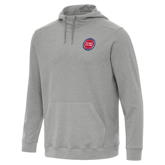 Men's Antigua Heather Gray Detroit Pistons Cloud Pullover Hoodie
