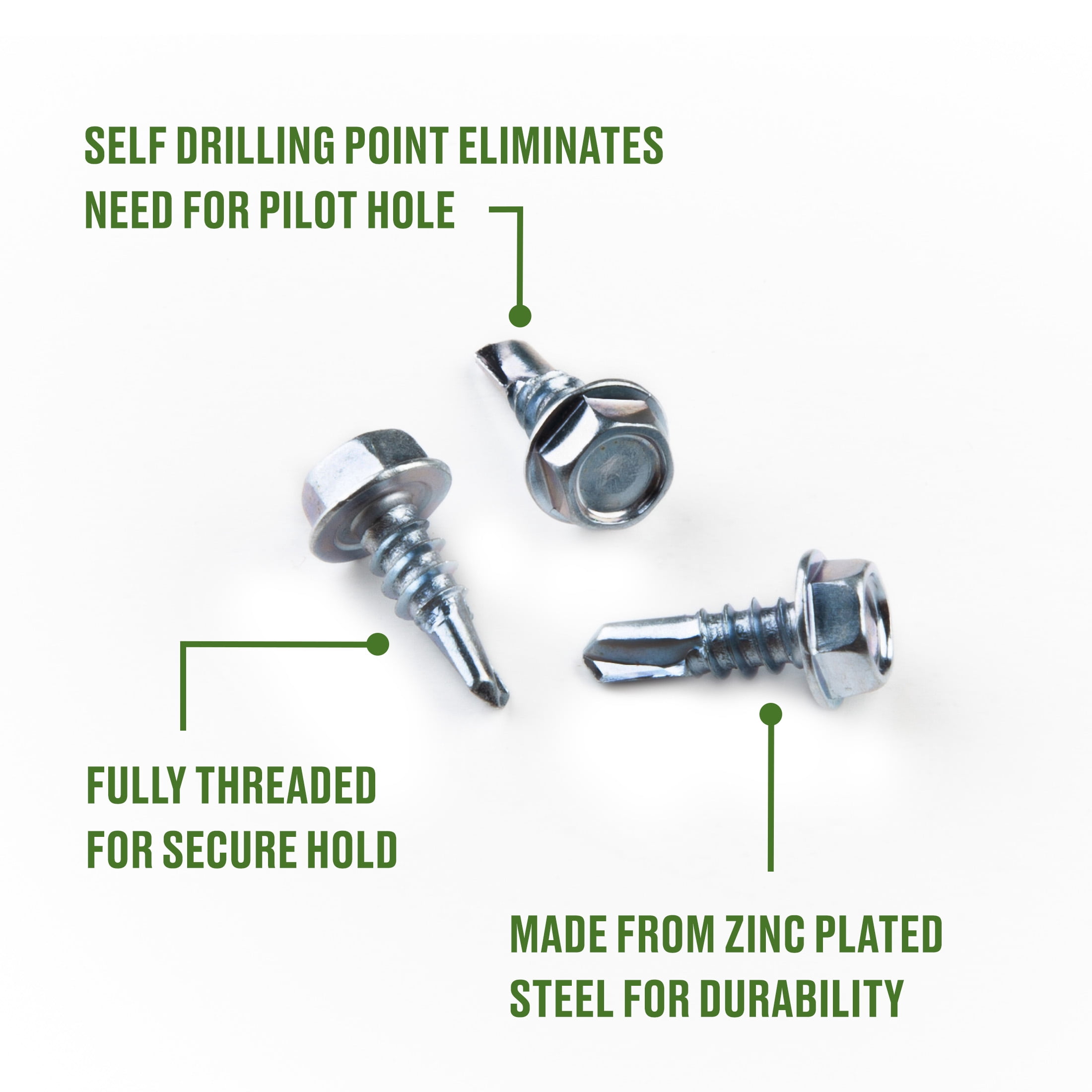 (5 pack) Hillman Self Drilling Screws #8 x 3/4", Steel, Zinc, Interior, Hex, Silver, 8 pack