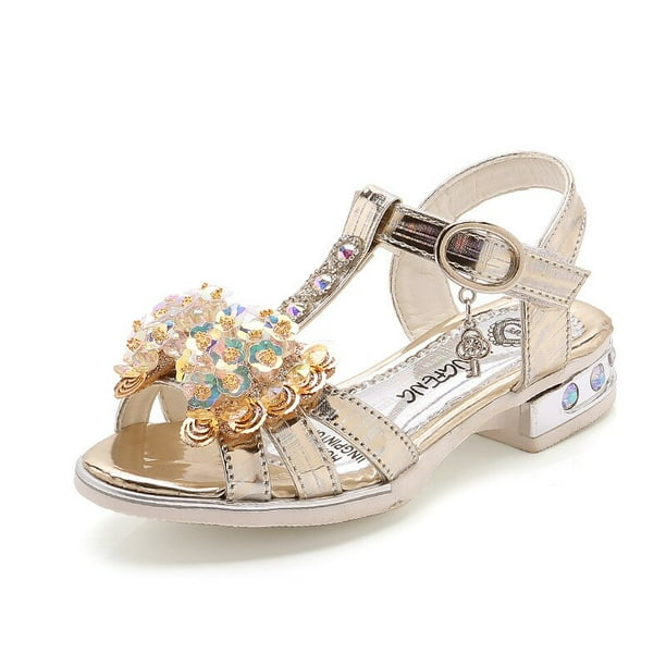 Sandalias para niñas, novedad de verano, moda coreana, Sophia forzen, zapatos de princesa, fondo suave de cristal, zapatos de playa para niños, 34 plantillas, 21,3 cm Gao Jinjia LED