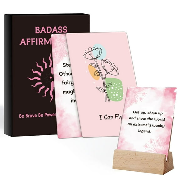 Daily Affirmation Cards for Women with Display Stand, 60 Motivational and Inspirational Affirmations Card for Best Friend Coworker Gift Ideal Positive Spiritual Self Care Birthdays