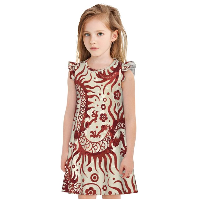 Balery Dragons1 Camisón de princesa para niñas, pijama de algodón con mangas abullonadas, suave y bonito.-Medium