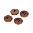 thumbnail image 1 of 10pcs High-End Round Concave Design Four Hole Brown Colour Wood Button for Sewing Scrapbooking Crafts, 1 of 9