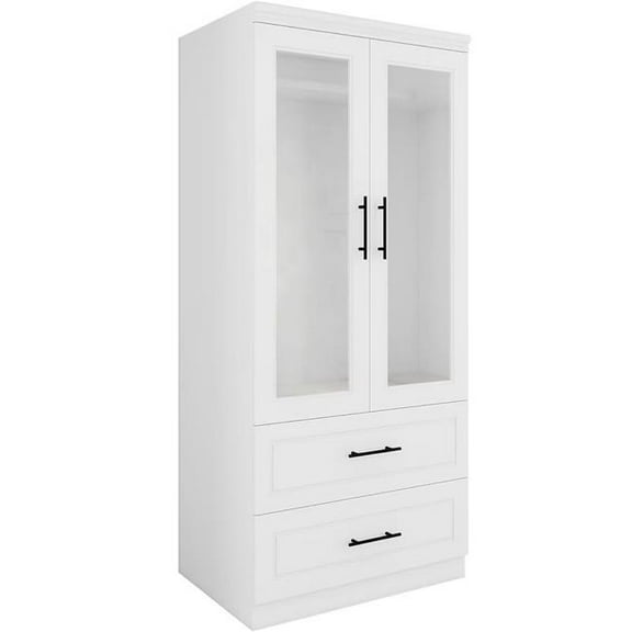 HomeRoots 569281 71 in. White & Clear Two Door Two Drawer Combo Dresser