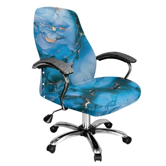 SEANATIVE Washable Office Chair Slipcover Stretchable Computer Chair Cover Removable Swivel Chair Protector Rotating Desk Cover Slipcover for Boss Executive Chairs, S, Blue Marble