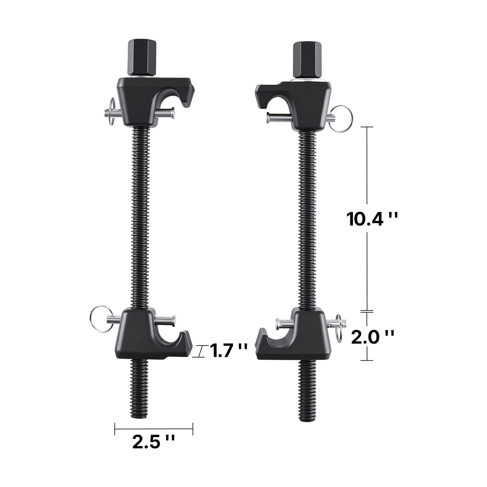 KFFKFF Strut Spring Compressor, Set of 2, Durable Coil Spring Tool with 10.4-Inch (256 mm) Range, Compatible with 0.86-Inch (22 mm) Hex Sockets, Suitable for Cars, Trucks, and Motorcycles, Black