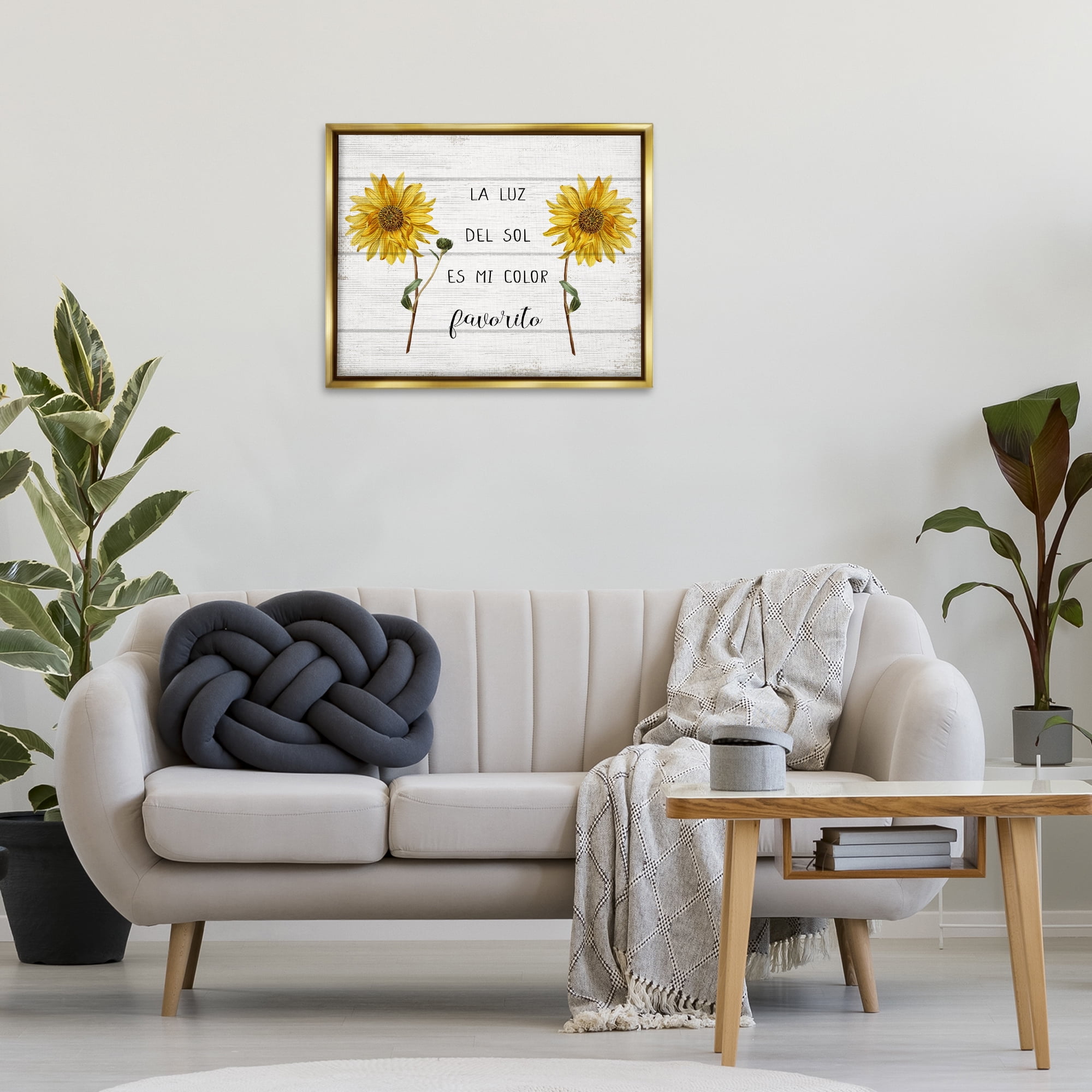 Stupell Industries La Luz Del Sol Inspirational Quotes & Sayings Painting Gold Floater Framed Art Print Wall Art, 31 x 25