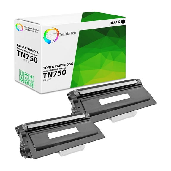 TCT TN750 Toner Cartridge 2 Pack - Premium Compatible Replacement for Brother TN-750 Black High Yield