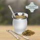 thumbnail image 2 of Juego de taza de té/calabaza natural blanca (taza tradicional original - 8 oz) - Incluye 2 (pajitas) y cepillo de limpieza - Acero inoxidable, 2 of 5