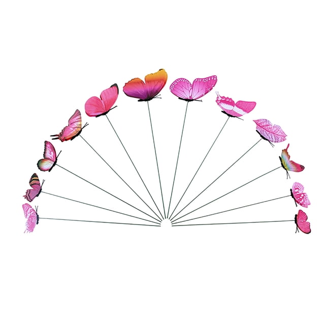 12 Pcs Piquets Papillon en PVC, Décoration de Jardin Extérieur, 6 Couleurs, Ailes Ouvertes/fermées, Design Oscillant de Printemps, Résistant à la Pluie, Utilisation Intérieure Extérieure
