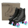 thumbnail image 3 of jessie Patins à Roulettes en Cuir PU Patins à Roulettes pour Femmes Extérieur et Intérieur Patins à Roulettes Réglables à Quatre Roues de Qualité Supérieure pour Femmes Hommes Garçons et Filles (Flash Wheel,7), 3 of 9