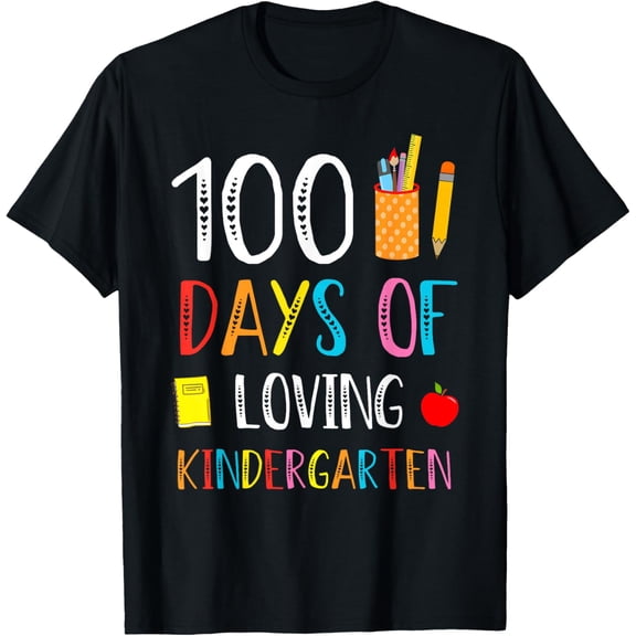 100 Days of Loving Kindergarten 100th Day Teachers Adult T-shirt