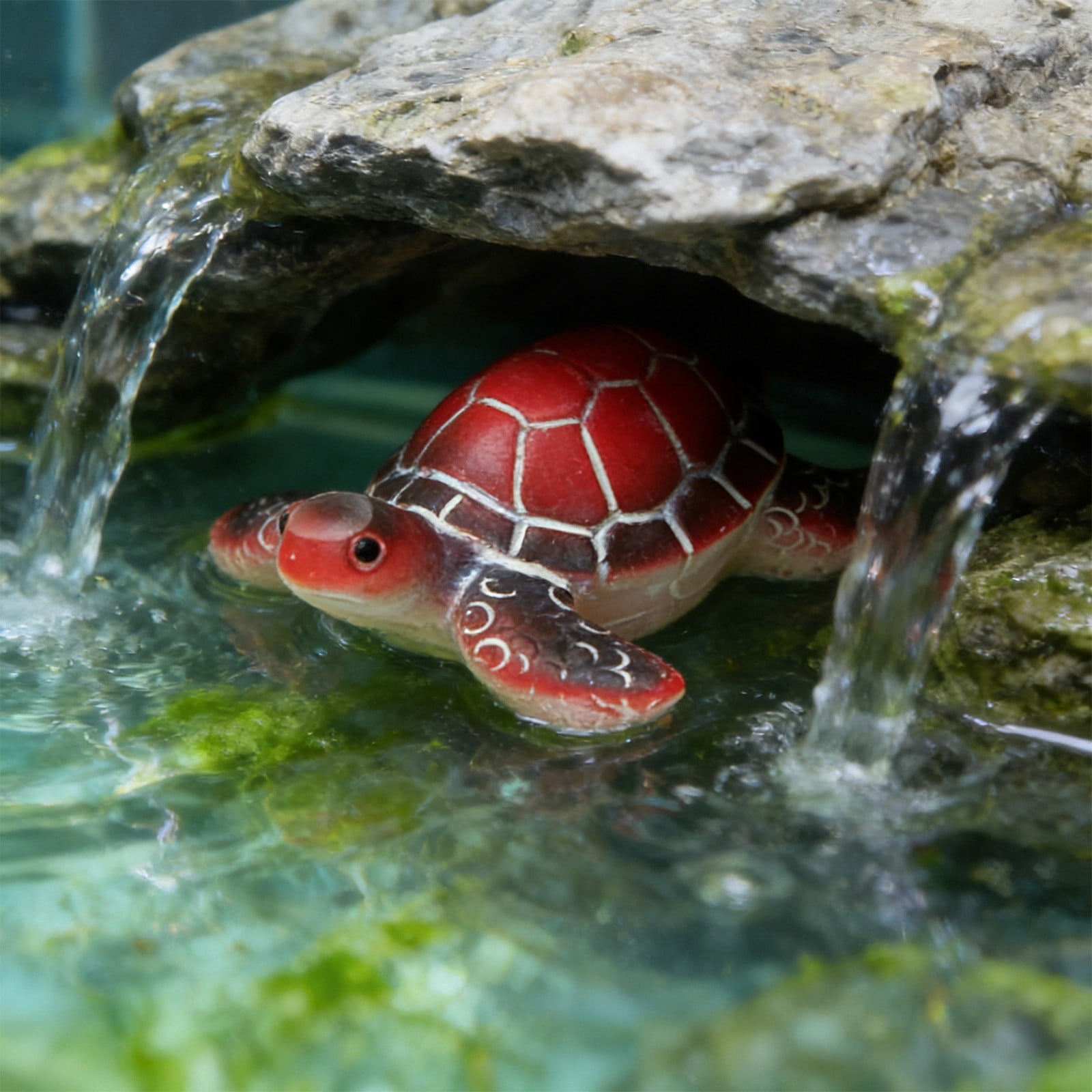 Aquarium Decor Glowing Turtle Ornament for Fish Tank, Luminous Underwater Figurine for Aquatic Scenery & Night Viewing, Red, by IHXORA