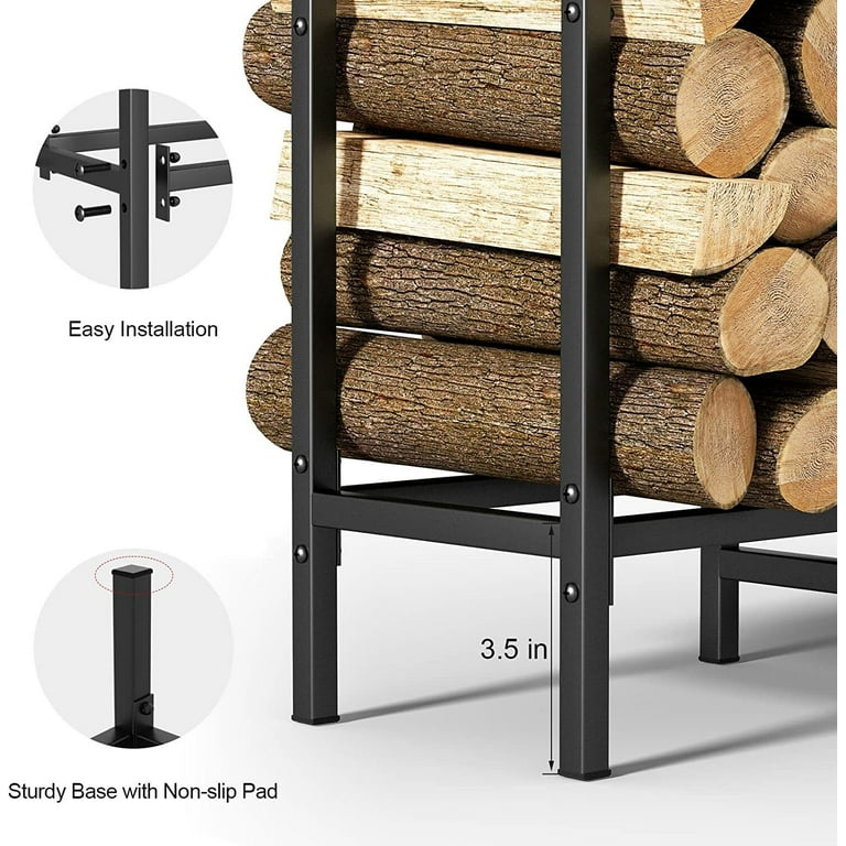 Metal Firewood Rack Heavy Duty Log Storage Holder Indoor Outdoor for Fireplace Walmart