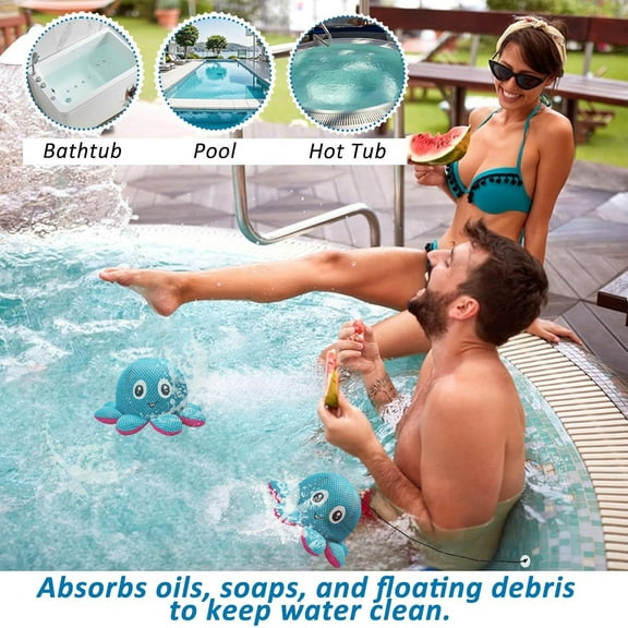 Hot Tub Scum Absorber - Reusable Floating Sponge Cleaner for Spa, Oil Absorbing Scum Remover with Waterproof Storage Bag, Keeps Water Clear, Hot Tub Accessories for Adults (1 Pack)