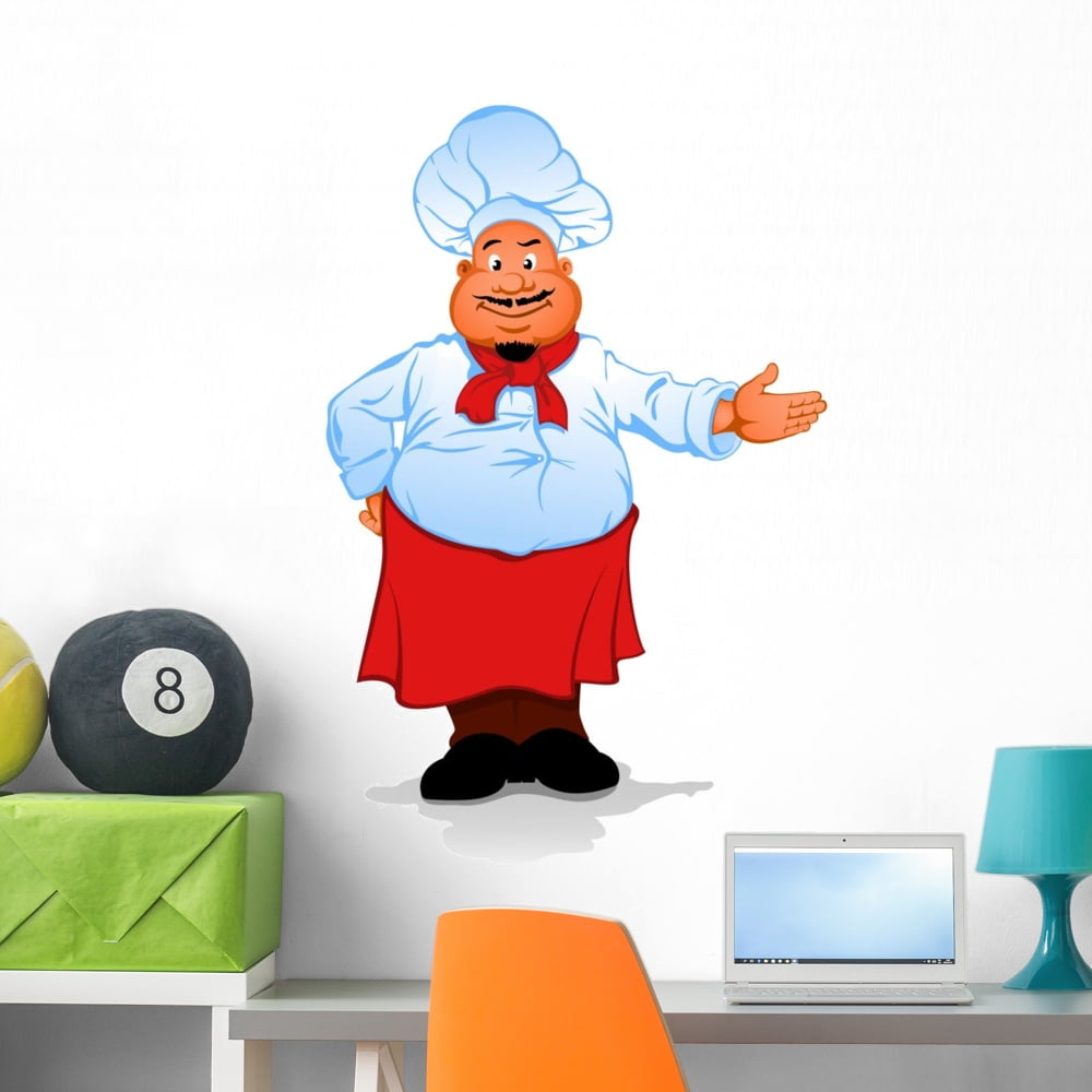 Fat Chef Cook Wall Decal Sticker By Wallmonkeys Vinyl Peel And Stick