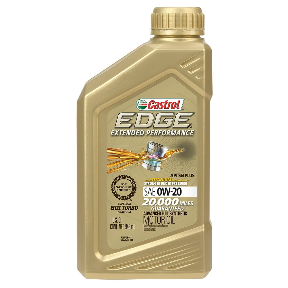 Castrol Edge Extended Performance 0W20 Advanced Full Synthetic Motor Oil, 1 Quart