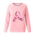 thumbnail image 5 of VKOYWKM Breast Cancer Awareness Tee for Women Pink Ribbon Print T-Shirts Long Sleeve Breast Cancer Survivor Tops Fall Crew Neck Pullover Tees, 5 of 5