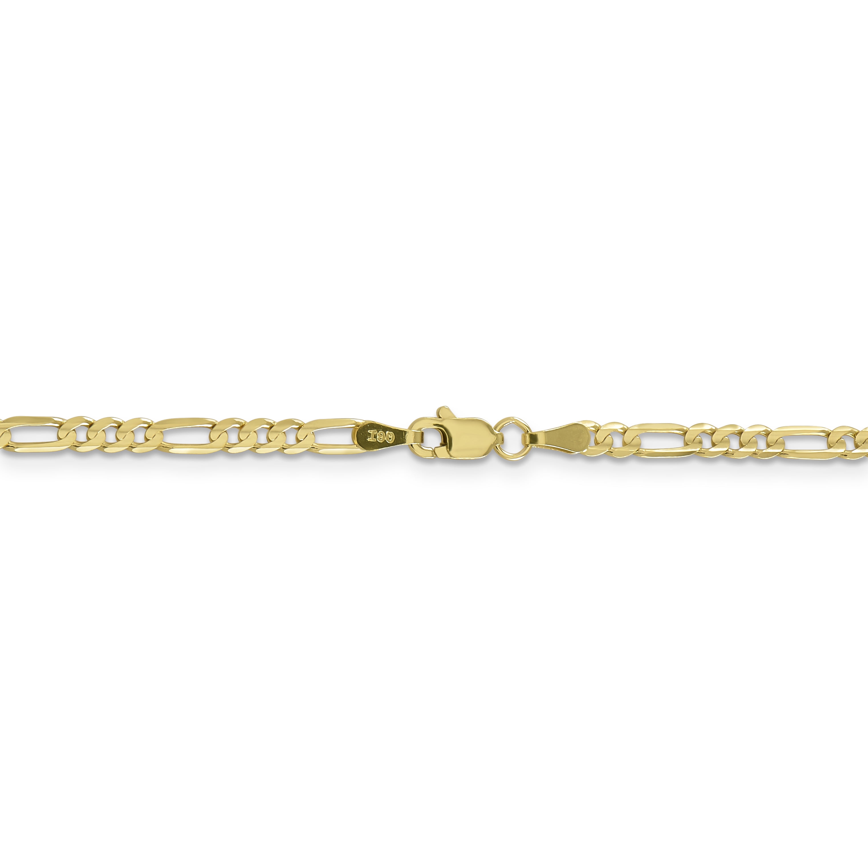 10k Yellow Gold 3.0mm Concave Figaro Chain Necklace Lobster Clasp