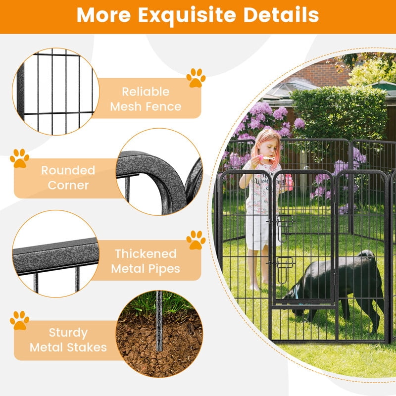 LIVIZA 8 Metal Panel Pet Gates, Dog Playpen, Portable Wire Play Pen for Pets, 32" Height Pet Fence Indoor Outdoor, Black