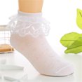 thumbnail image 2 of FAIWAD Toddler Baby Girls Ruffle Socks Kids Frilly Trim Cotton Lace Ankle Princess Socks, 2-15Years, 2 of 6