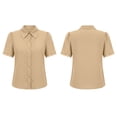 thumbnail image 7 of ClodeEU Women's Collared V Neck Short Sleeve Button Shirt with Lace Trim,Casual Fitted Work Shirt for Office Khaki,Women's Plus XXL, 7 of 7