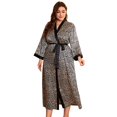 thumbnail image 3 of Xmarks Women's Floral Print Long Sleeve Satin Long Robe V Neck Loungewear Dressing Gowns Bridesmaid Wedding Party Robe XL-5XL, 3 of 7
