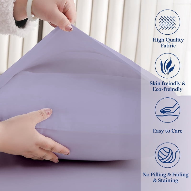 SKY BEDDINGS Standard Size Pillowcase Set of 2 - Lavender Super Soft Pillow Cases Queen, 600 Thread Count 100% Egyptian Cotton, Breathable, Cool, Sateen Weave Sleeping Pillow Covers - Lavender