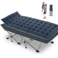thumbnail image 5 of MOPHOTO Adult Folding Camping Cots, Updated Folding Cots Portable, Heavy Duty Sleeping Bed with Carrying Bag (Stripe Cot & Blue Pad), 5 of 12